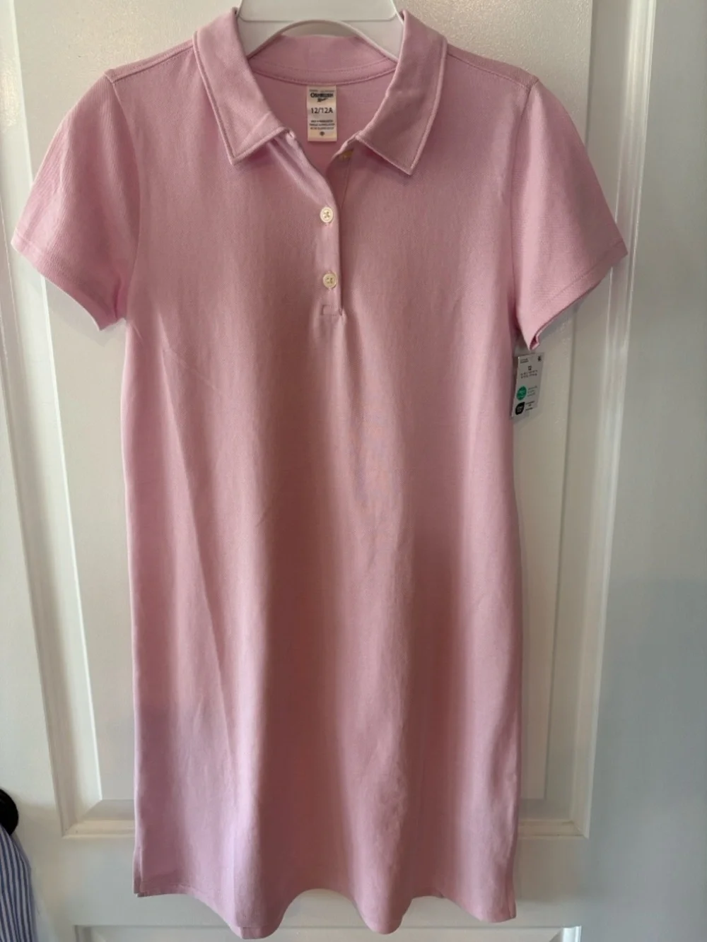 OshKosh Light Pink Cute, Preppy Polo Dress, great for golf, NWT, size 12